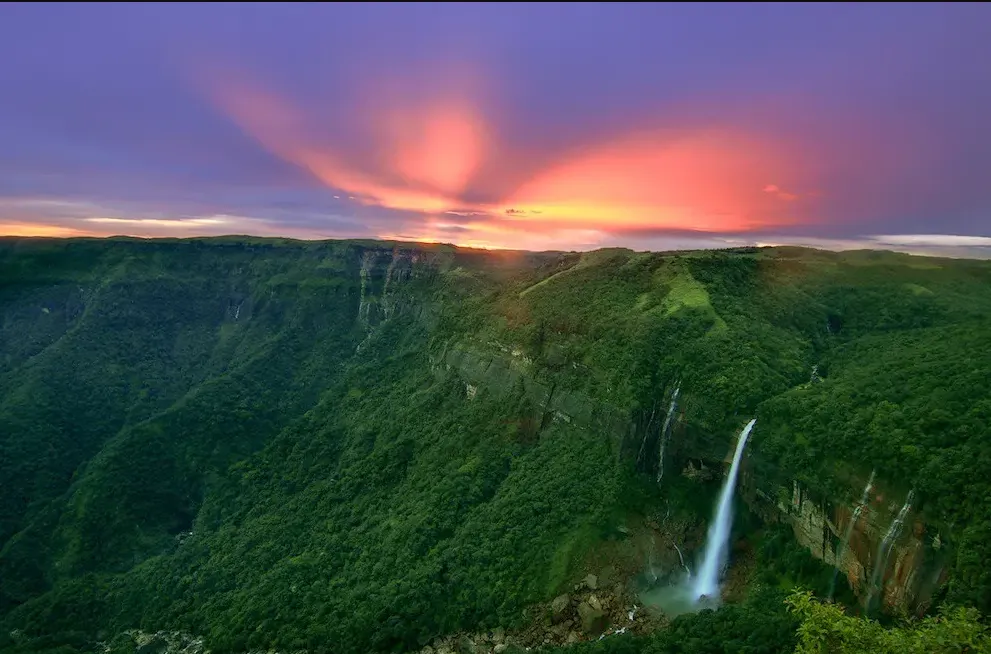 Book Now and See Nohkalikai Falls During NorthEast India Honeymoon Package